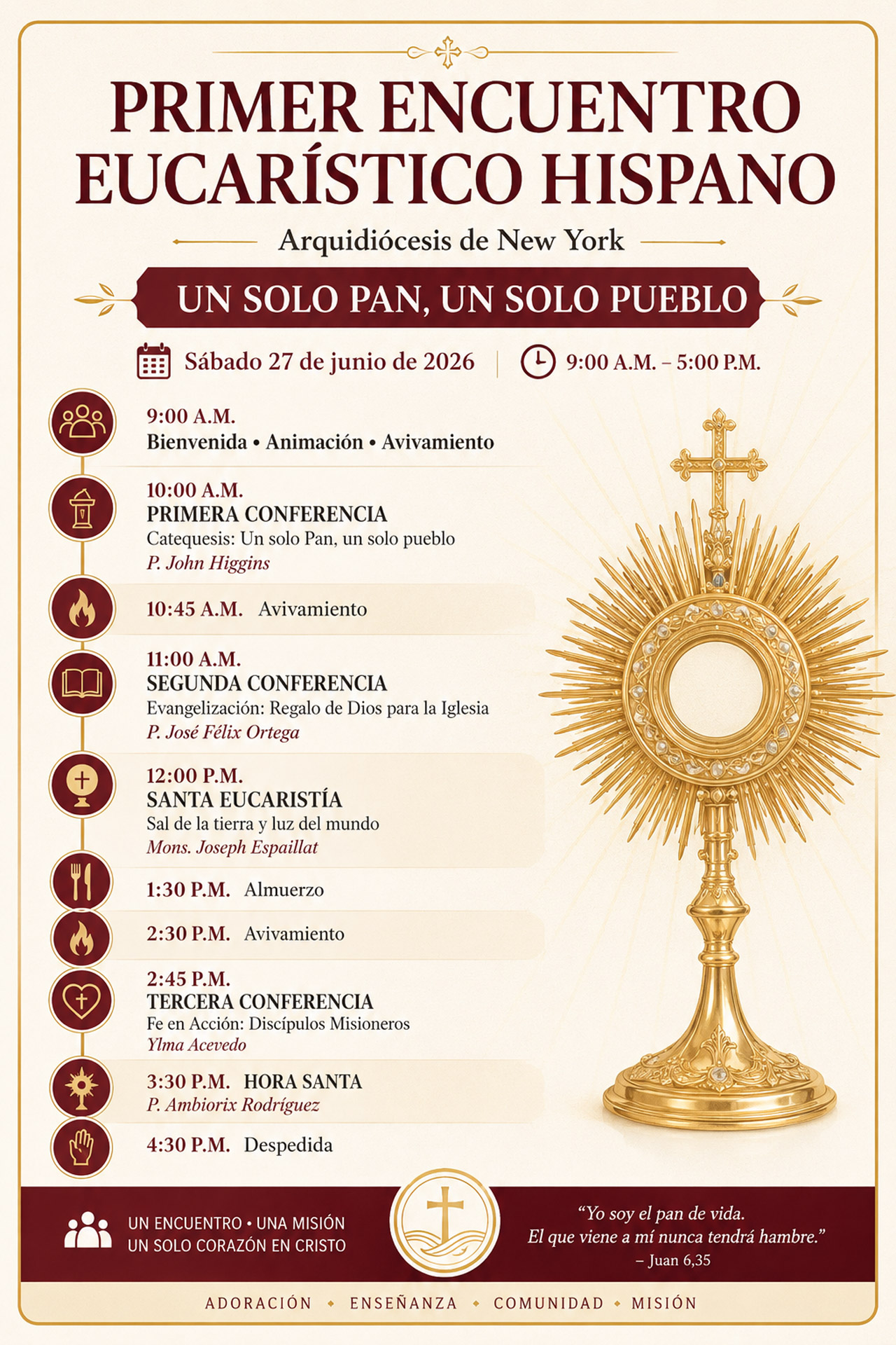 Programa del Primer Encuentro Eucar&iacute;stico Hispano